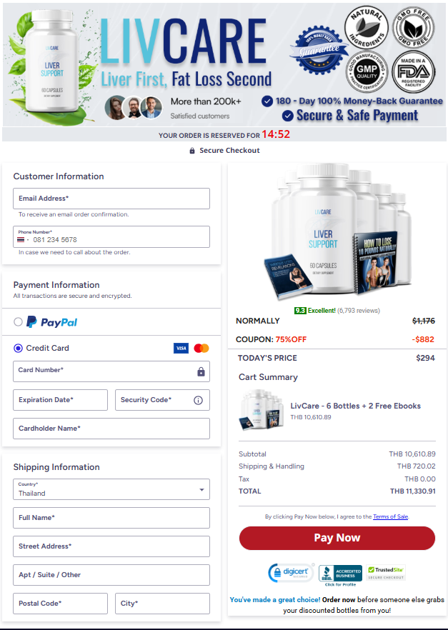 Livcare Official Website Secure Order Page